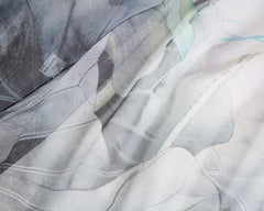 SC-Chiffon Lotus Multi Black | Chiffon Scarf