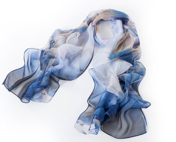 SC-Chiffon Lotus Navy | Chiffon Scarf