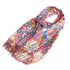 SC-PASH-ART-STRD | William Morris Strawberry Thief Red Art Pashmina