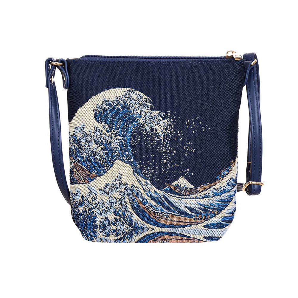 SLING-BM-WAVE | Great Wave off Kanagawa Navy Blue Sling Bag Purse Crossbody