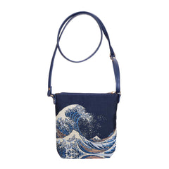 SLING-BM-WAVE | Great Wave off Kanagawa Navy Blue Sling Bag Purse Crossbody