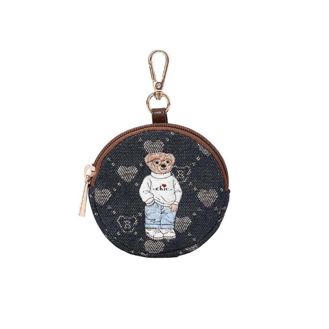 BUBBLE-BLV-DENIM | B-Loved Bear Denim Blue Bubble Zip Purse Charm