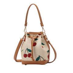 BUCK-CHERRY-CREAM | Cherry Cream Bucket Handbag