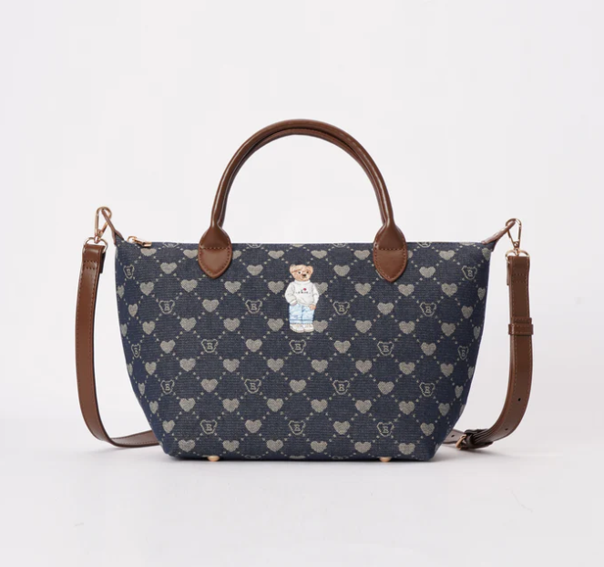 GRAB-BLV-DENIM | B-Loved Grab Handbag On Blue Denim Monogram