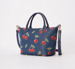 GRAB-CHERRY-BLUE | Cherry Denim Blue Grab Handle Handbag