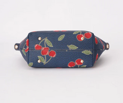GRAB-CHERRY-BLUE | Cherry Denim Blue Grab Handle Handbag
