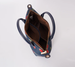 GRAB-CHERRY-BLUE | Cherry Denim Blue Grab Handle Handbag