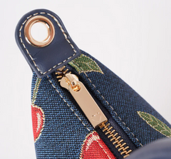 GRAB-CHERRY-BLUE | Cherry Denim Blue Grab Handle Handbag