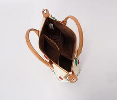 GRAB-CHERRY-CREAM | Cherry Cream Grab Handle Handbag