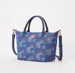 GRAB-TFL-PICCA-GAP | TfL Piccadilly Moquette Mind the Gap Grab Handle Handbag