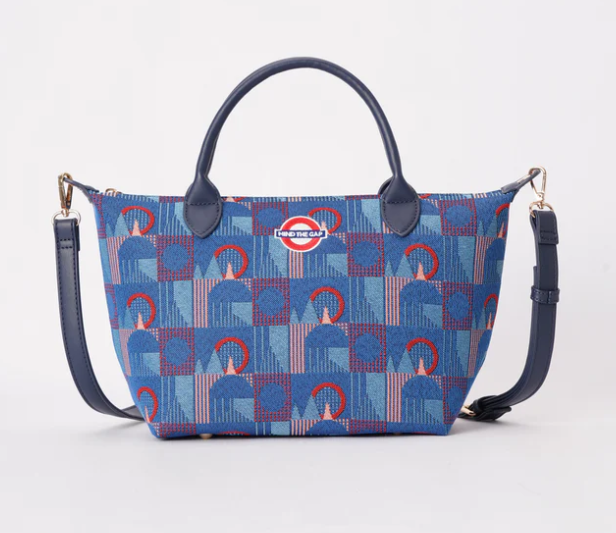 GRAB-TFL-PICCA-GAP | TfL Piccadilly Moquette Mind the Gap Grab Handle Handbag