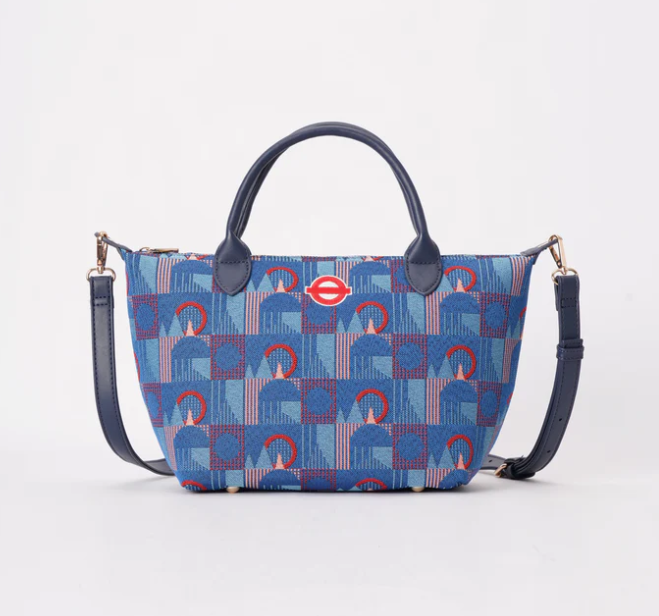 GRAB-TFL-PICCA-RED | TfL Piccadilly Moquette Red Roundel Grab Handle Handbag