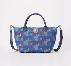 GRAB-TFL-PICCA-RED | TfL Piccadilly Moquette Red Roundel Grab Handle Handbag