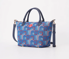 GRAB-TFL-PICCA-RED | TfL Piccadilly Moquette Red Roundel Grab Handle Handbag