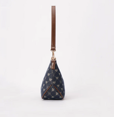 MOON-BLV-DENIM | B-Loved Bear Denim Blue Moon-Shaped Underarm Handbag