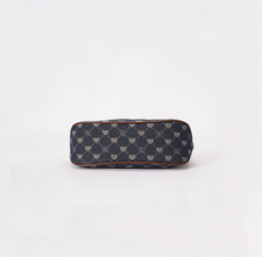 MOON-BLV-DENIM | B-Loved Bear Denim Blue Moon-Shaped Underarm Handbag