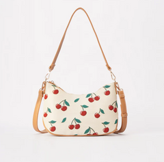 MOON-CHERRY-CREAM | Cherry Cream Moon-Shaped Underarm Handbag