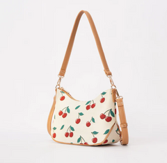 MOON-CHERRY-CREAM | Cherry Cream Moon-Shaped Underarm Handbag
