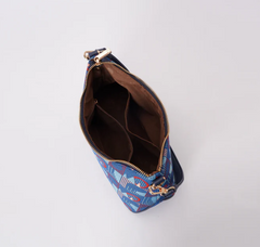 MOON-TFL-PICCA-GAP | TfL Piccadilly Moquette Mind the Gap Moon-Shaped Underarm Handbag