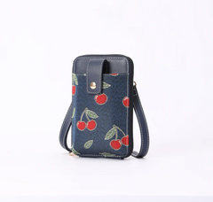 PHONE-CHERRY-BLUE | Cherry Denim Blue Smart Phone Crossbody Bag