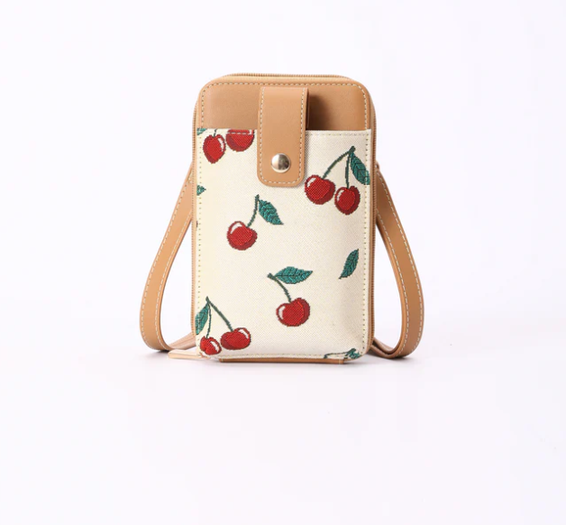 PHONE-CHERRY-CREAM | Cherry Cream Smart Phone Crossbody Bag