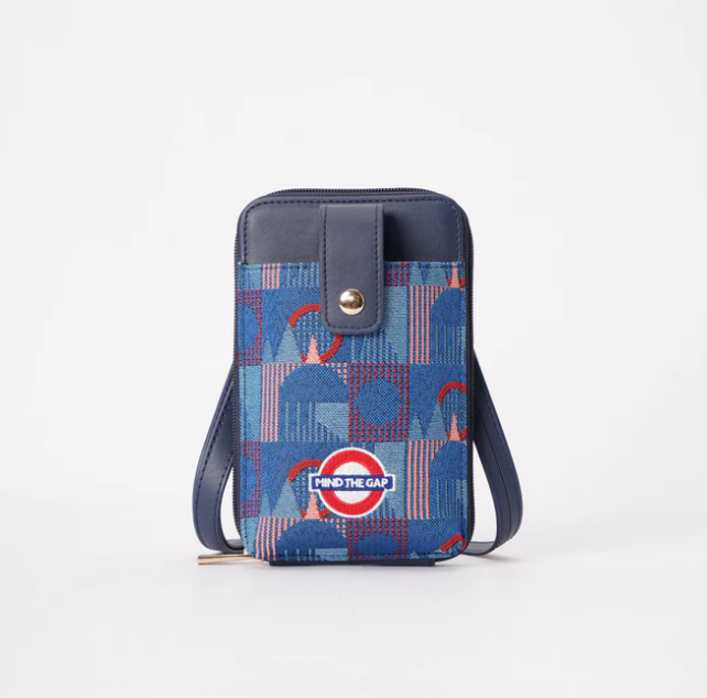 PHONE-TFL-PICCA-GAP | TfL Piccadilly Moquette Mind the Gap Smart Phone Crossbody Bag