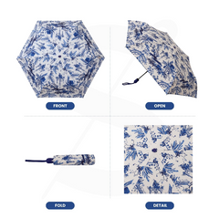 UM-AUTO-BM-CHINO | The British Museum Chinoiserie Blue and White Automatic Folding Umbrella