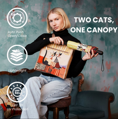 UM-AUTO-RWC-COPPIA | Cappia Cat Rosina Cat Automatic Folding Umbrella