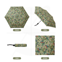 UM-AUTO-GLILY | Golden Lily Green Automatic Folding Umbrella