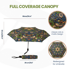 UM-AUTO-STBL | Strawberry Thief Blue William Morris Design Automatic Folding Umbrella