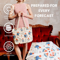 UM-AUTO-PADD | Paddington Bear Blue and Beige Automatic Folding Umbrella