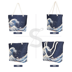 ROPE-BM-WAVE | Great Wave off Kanagawa Rope Tote Beach Bag