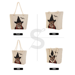 ROPE-BTH-MAGICCAT | Magic Cat Beige Rope Tote Beach Bag