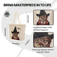 ROPE-BTH-MAGICCAT | Magic Cat Beige Rope Tote Beach Bag