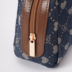 BEAUTY-BLV-DENIM | Toiletry Bag in Denim Monogram with Teddy Bear