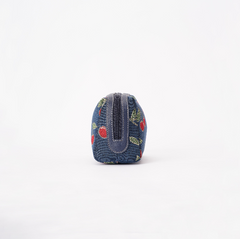 BEAUTY-CHERRY-BLUE | Toiletry Bag with Cherry Design in Blue Backdrop