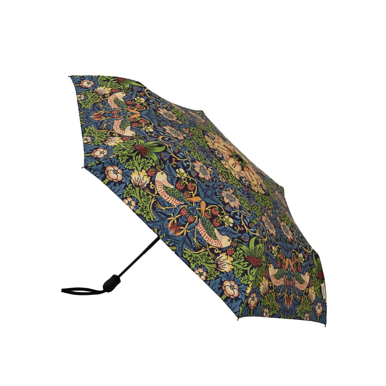 UM-AUTO-STBL | Strawberry Thief Blue William Morris Design Automatic Folding Umbrella