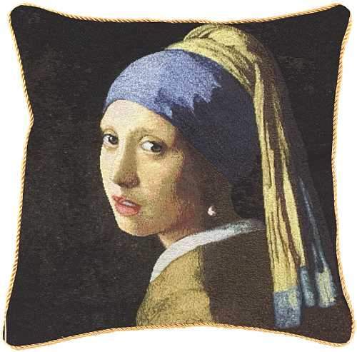 CCOV-ART-JV-GIRL | Vermeer Girl With a Pearl Earring Pillowcase/CUSHION COVER | DECORATIVE DESIGN FASHION HOME PILLOW 18X18 INCH - www.signareusa.com
