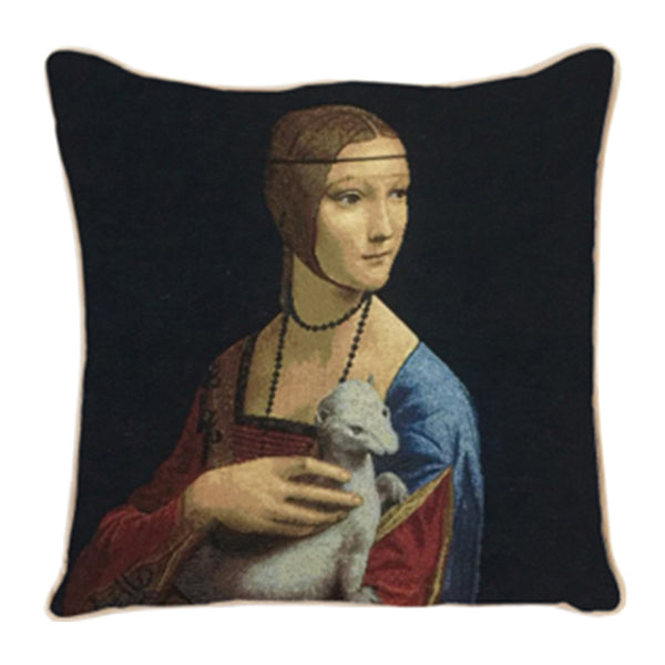 CCOV-ART-LDV-ERMINE | Lady With An Ermine Tapestry Pillowcase Cushion Cover 18 x 18 Inch - www.signareusa.com
