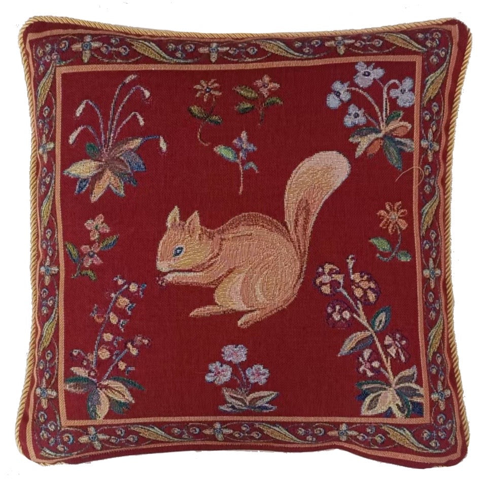 CCOV-ART-LU-SQUIRRELDRD	 Cushion Cover Art Squirrel Dark Red W45 x H45 CM (W18 x H18 INCH)