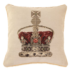 CCOV-PN-CRWWT | TAPESTRY CUSHION BAG - PANEL-CROWN WHITE PILLOWCASE/CUSHION COVER 18 X 18 INCH