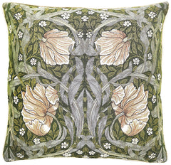 CCOV-PN-PIMPERNEL-GN | WILLIAM MORRIS PIMPERNEL AND THYME GREEN - PANELLED PILLOWCASE/CUSHION COVER 18X18 INCH