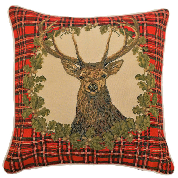 CCOV-PN-STAG | TAPESTRY CUSHION BAG - PANEL-STAG PILLOWCASE/CUSHION COVER 18 X 18 INCH