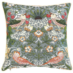 CCOV-PN-STGR | WILLIAM MORRIS STRAWBERRY THIEF GREY - PANELLED PILLOWCASE/CUSHION COVER 18X18 INCH
