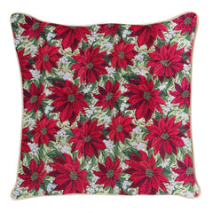 CCOV-XMAS-POIN | XMAS POINSETTIAS PILLOWCASE CUSHION COVER 18X18 INCH