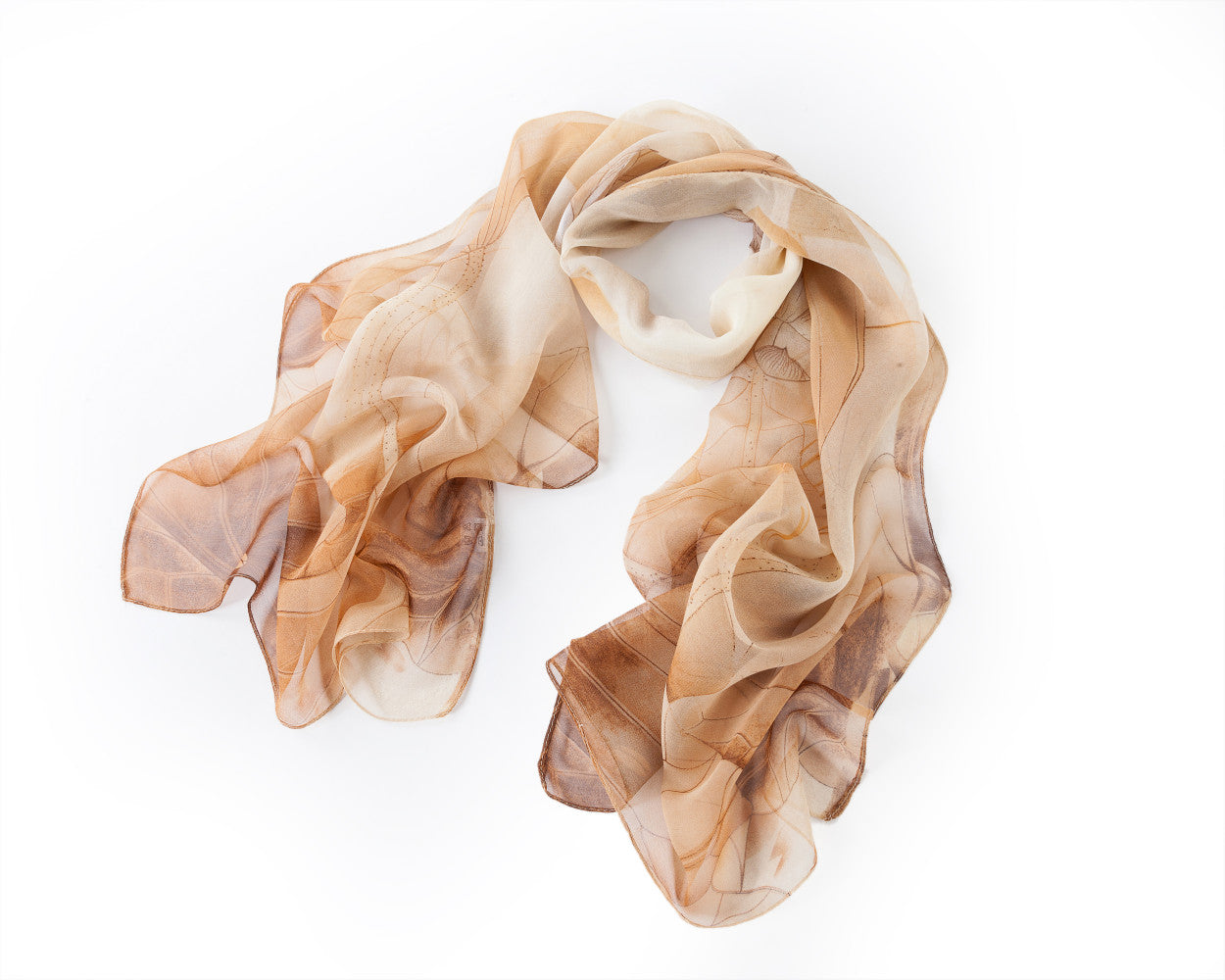 Brown Chiffon Neck Scarf, Long Chiffon Scarf