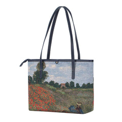 COLL-ART-CM-POPFL | Claude Monet Poppy Field College/Shoulder Tote Bag - www.signareusa.com