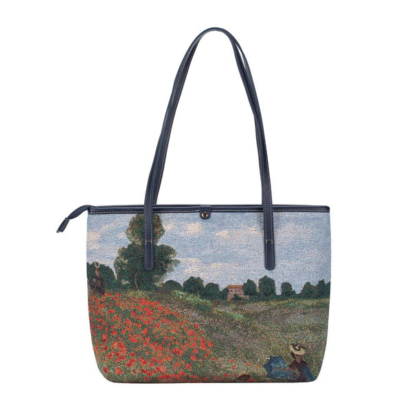 COLL-ART-CM-POPFL | Claude Monet Poppy Field College/Shoulder Tote Bag - www.signareusa.com