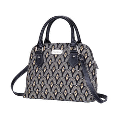 CONV-LUXOR | Black And White Luxor Convertible Top Handle Purse Handbag - www.signareusa.com