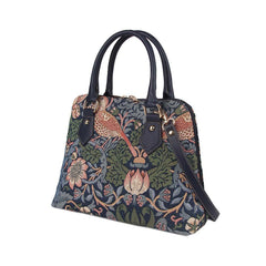 CONV-STBL | William Morris Strawberry Thief Blue Convertible Top Handle Purse Handbag - www.signareusa.com